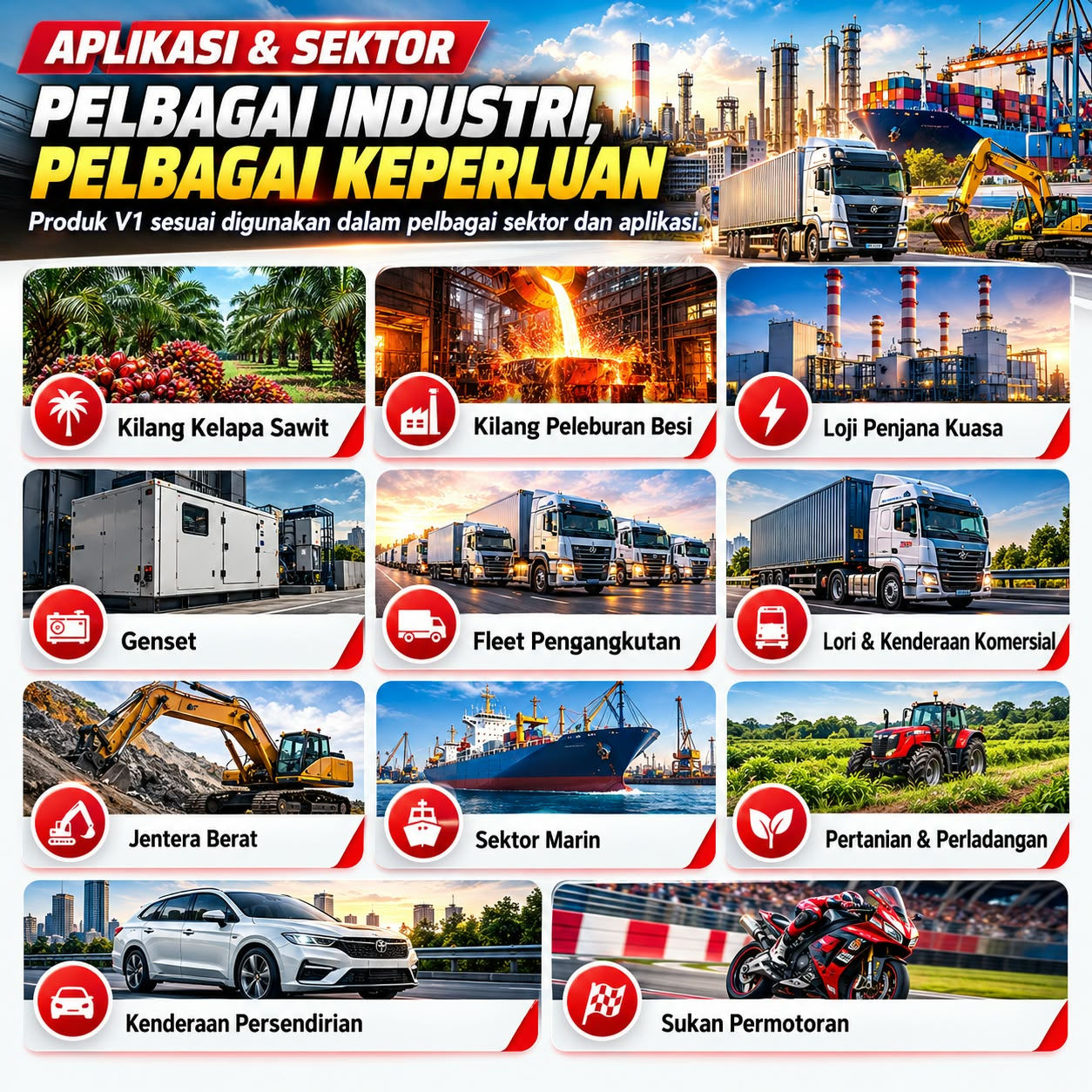 Produk V1 untuk pelbagai sektor dan aplikasi